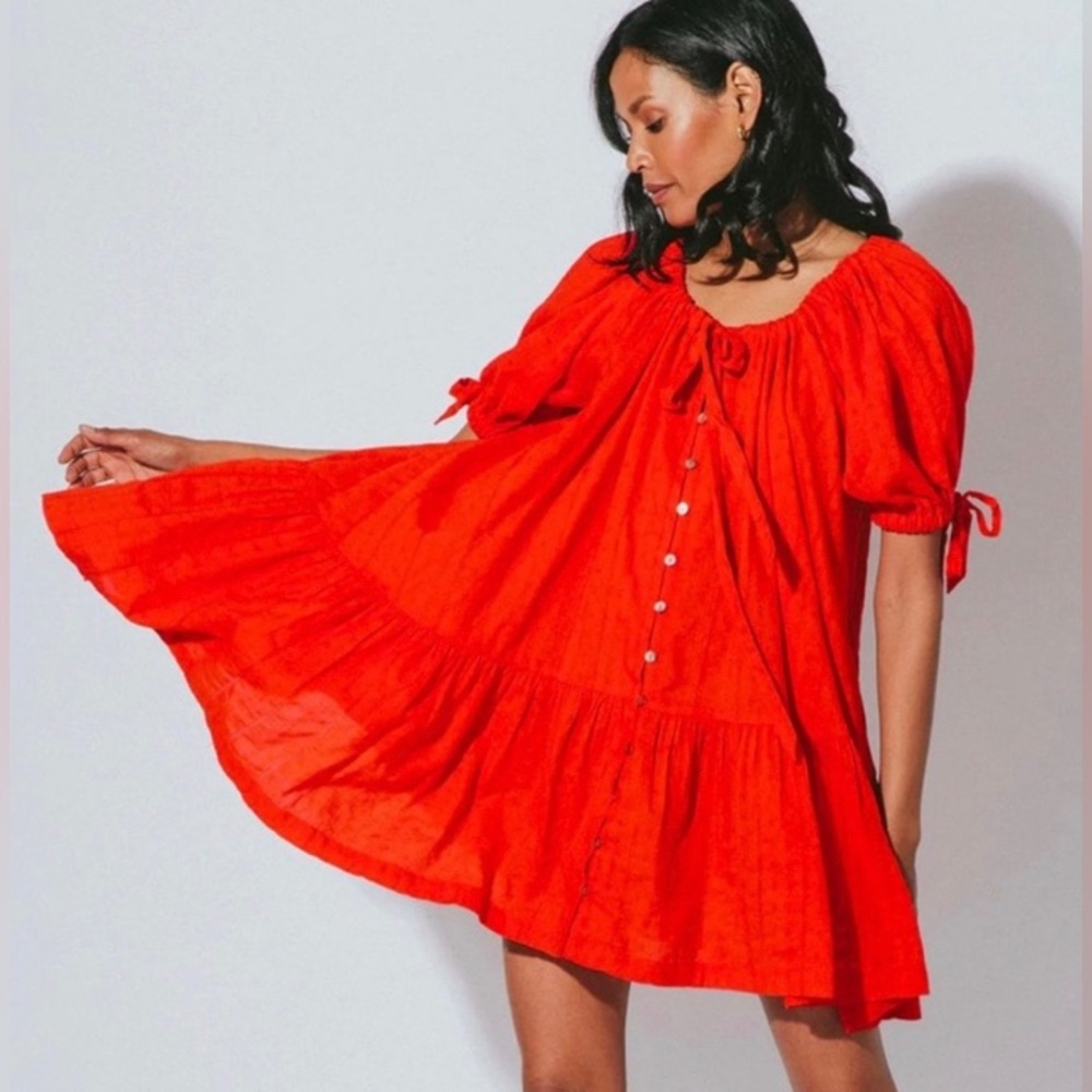 Cleobella Emmeline Button-Front Baby Doll Mini Dress